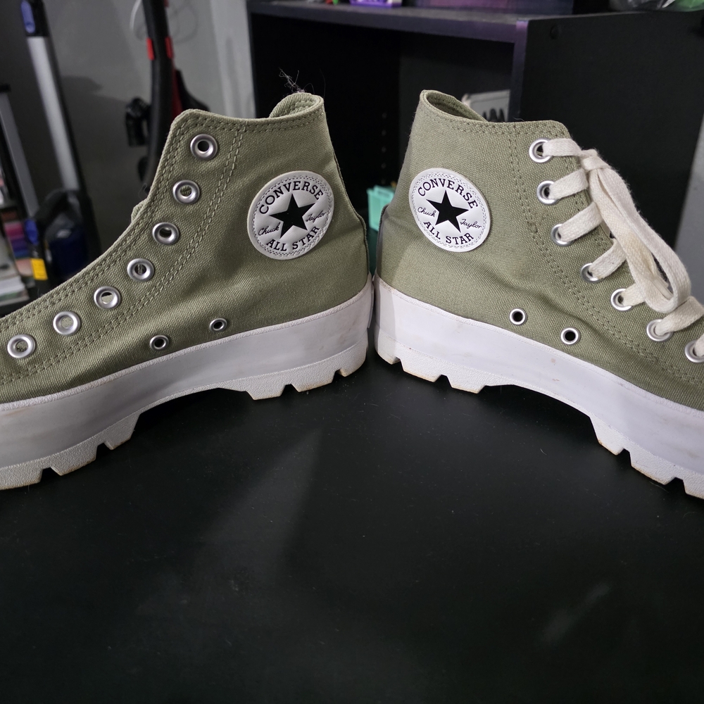 Olive Green High-Top Platform Sneakers - Picture 2 of 5